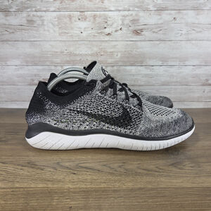 Nike Free RN Flyknit 2018 Oreo Women's Running Shoes Black White Size 11.5